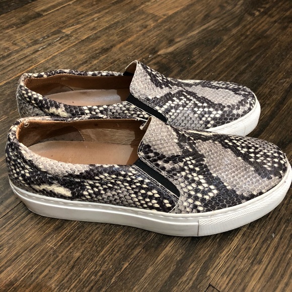 snake print slip on sneakers